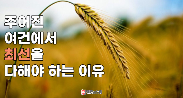 주어진 여건에서 최선을 다해야 하는 이유
